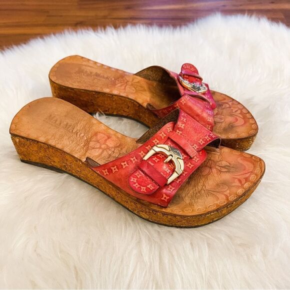 🍋 Max Maros • Women’s Leather & Cork Sandals Size EU 35 - Picture 2 of 10